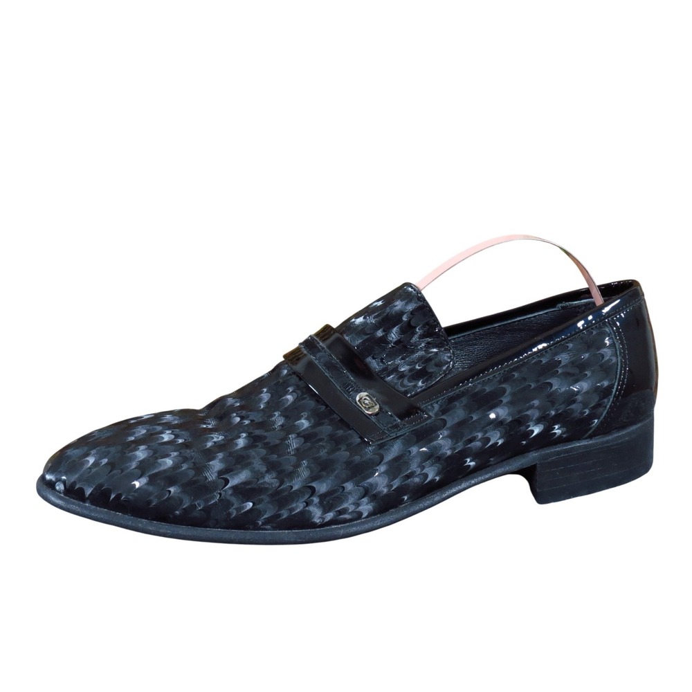 Good Man Hand Made Mens Loafer Size 39 Formal Dress Shoe Black Grey Textured